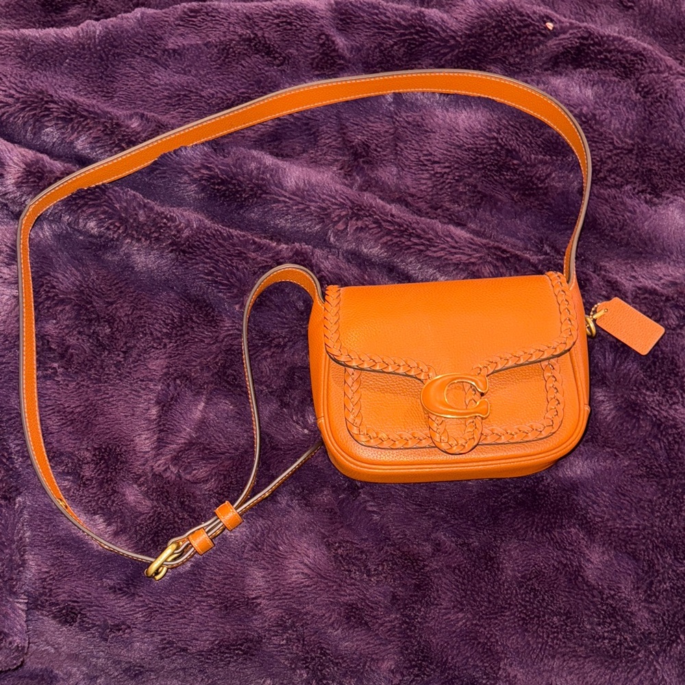 Coach Cognac Brown Braided Crossbody Bag - Picture 2 of 9
